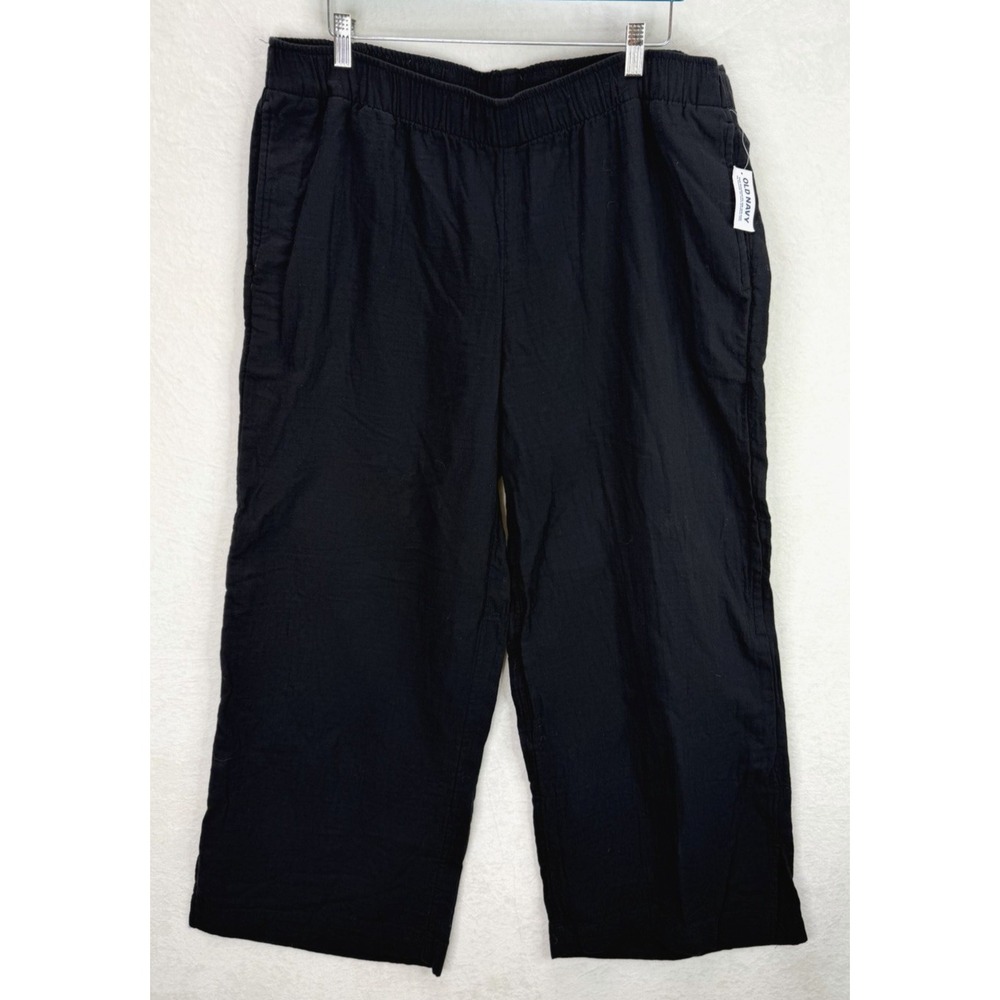 Old Navy Women's High Rise Wide Leg Pants Size XL Black NWT - Picture 1 of 8